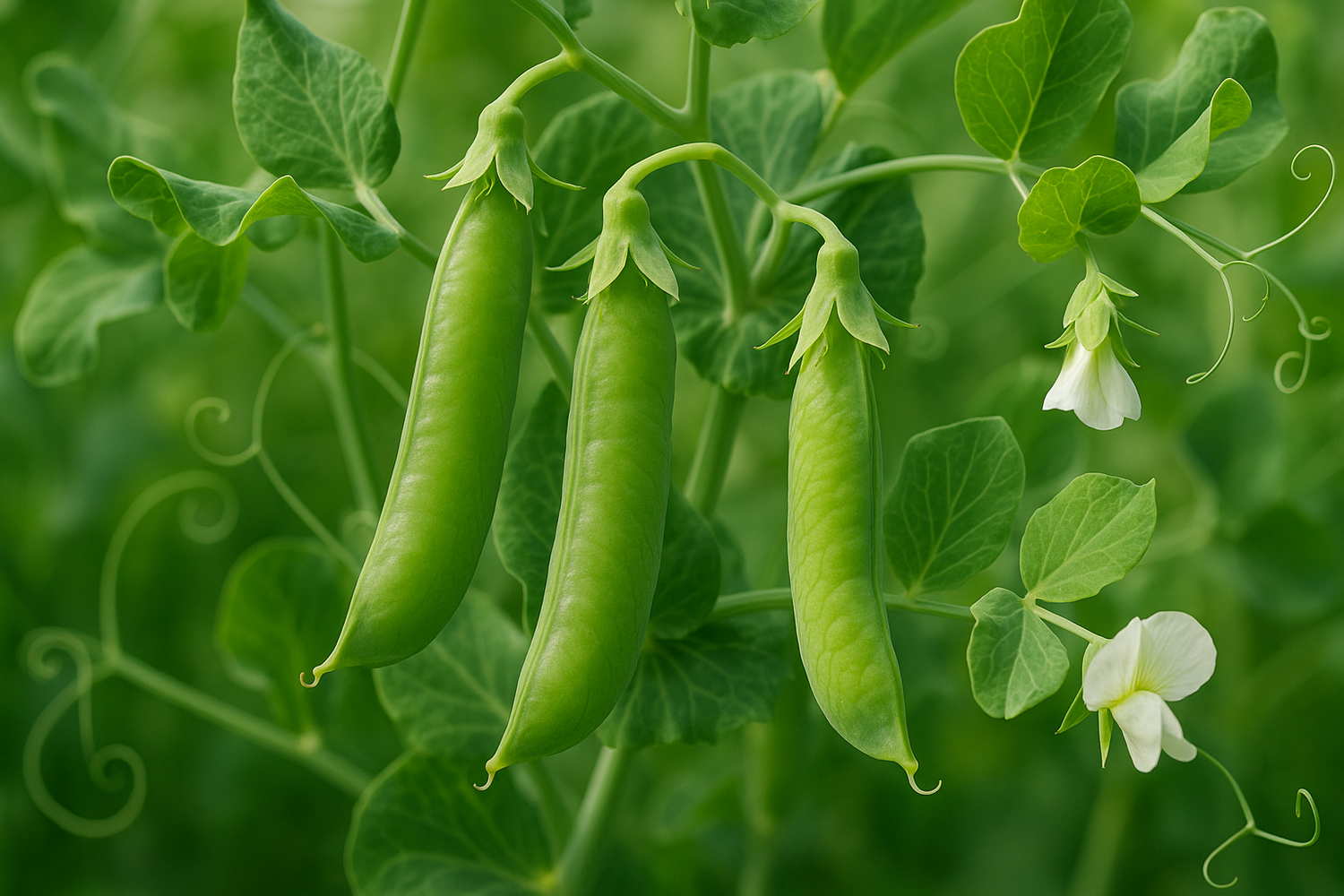 Create an image that is a close up of pea plants